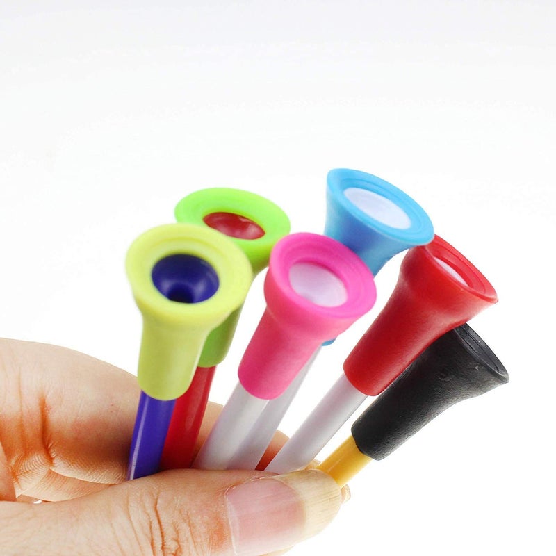 Crestgolf Rubber Cushion Top Plastic Golf Tees Mixed Colors Pack of 50pcs (2-3/4") - Image 2